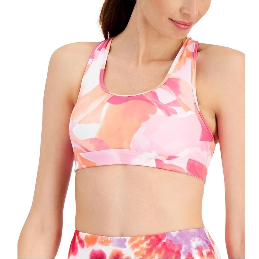 Ideology Pink and Orange Sports Bra Racerback Medium Support